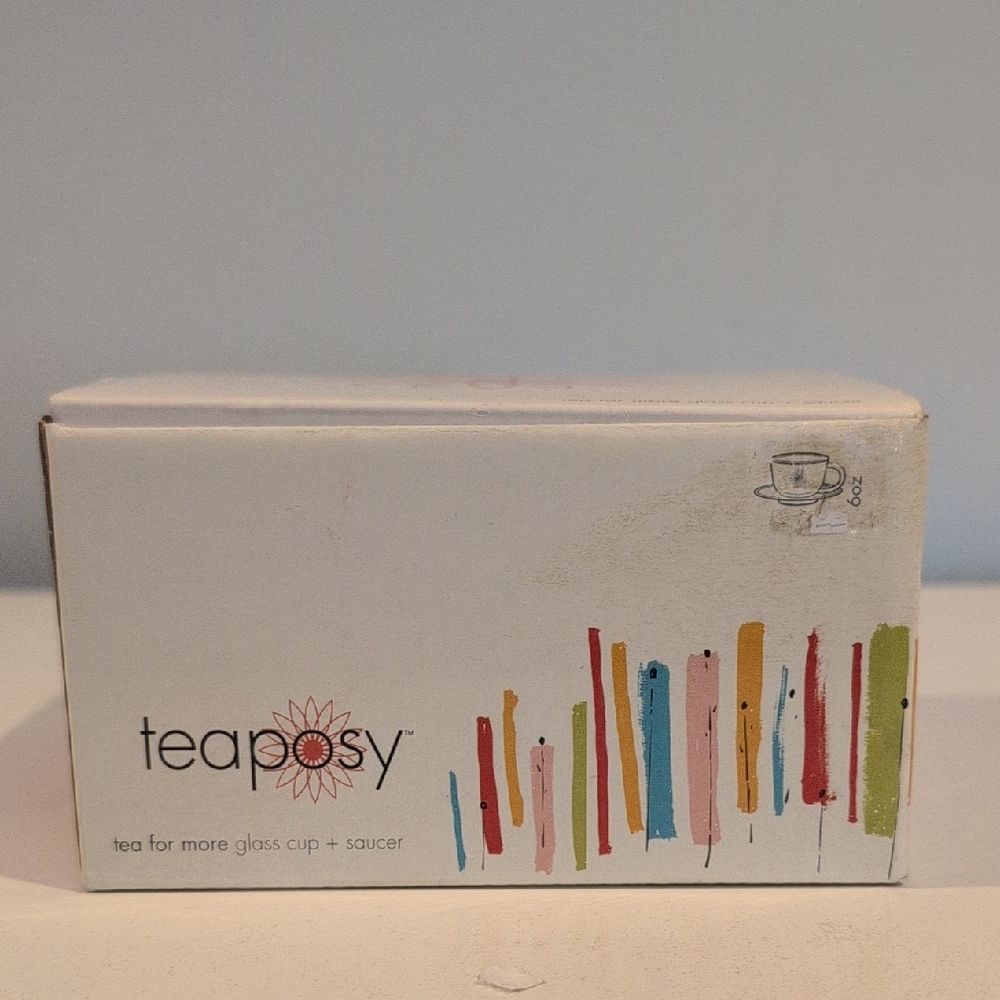 Teaposy 6 Ounce Glass Tea Cup And Saucer New With Original Box 2006 Edition. - Picture 9 of 16